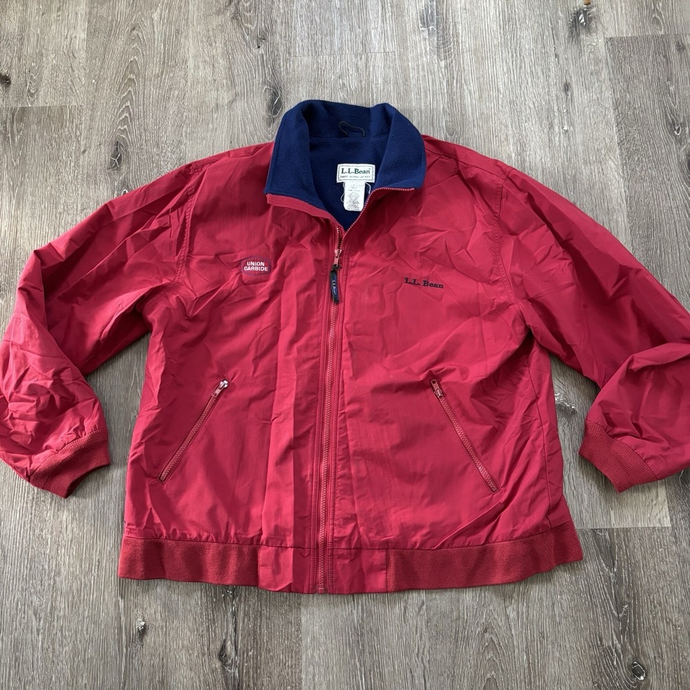 Vtg LL Bean Jacket Men XL Red Three Seasons Jacket Fleece Lined Union‎ Carbide